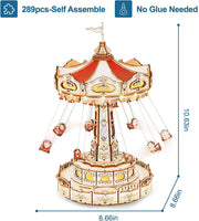 Robotime Rokr Magic Amusement Park Swing RideKit DIY Music Box Rotating Building Kits