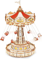 Robotime Rokr Magic Amusement Park Swing RideKit DIY Music Box Rotating Building Kits
