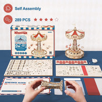 Robotime Rokr Magic Amusement Park Swing RideKit DIY Music Box Rotating Building Kits