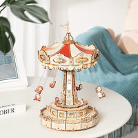 Robotime Rokr Magic Amusement Park Swing RideKit DIY Music Box Rotating Building Kits