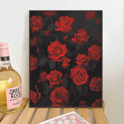 DIY Digital Oil Painting Rose Flower Hand-Painted Coloring Healing Stress Relief Oil Paint Living Room Bedroom Decorative Painting Coloring (Copy) (Copy)